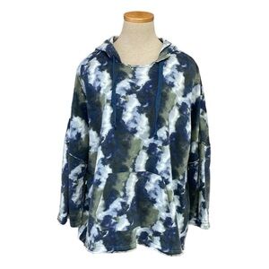 Caslon Sweatshirt Women's M Medium Blue Green Tie Dye Hoodie